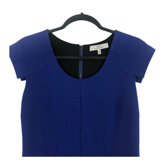 Robert Rodriguez Blue Cap Sleeve Sheath Dress - Picture 2 of 4